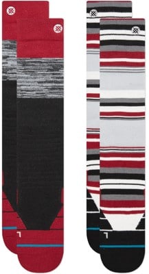 Stance Performance Mid Cushion 2-Pack Snowboard Socks - blocked red - view large