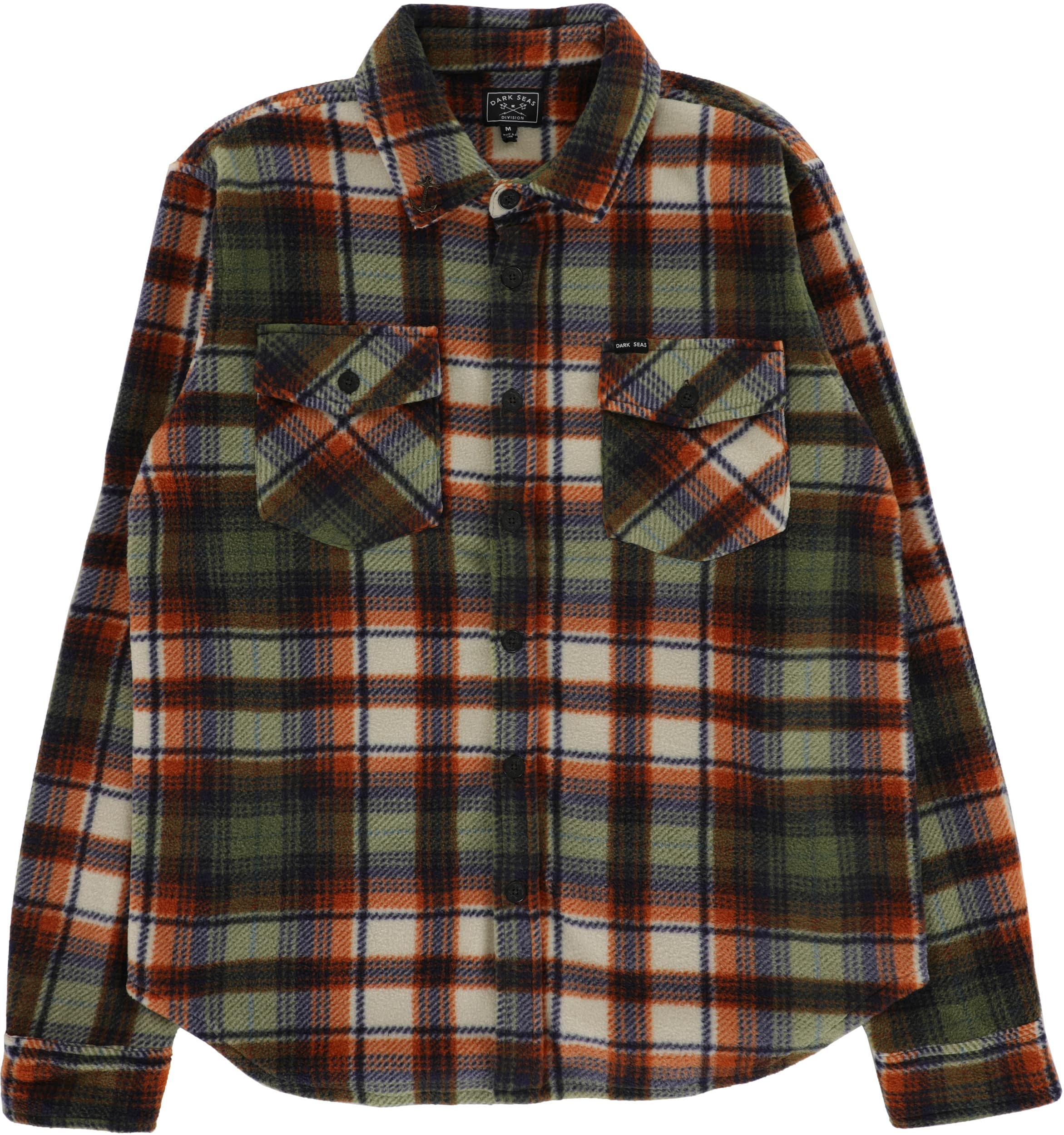 Dark Seas Zulu Polar Fleece Flannel Shirt - green/orange | Tactics