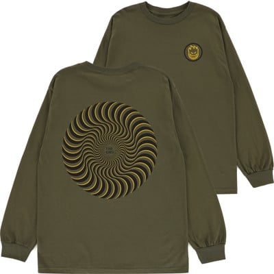 Spitfire Classic Swirl Overlay L/S T-Shirt - military green/black-gold - view large