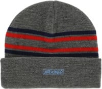 Krooked Moon Smile Script Beanie - charcoal heather/blue/red