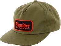 Thunder Script Patch Snapback Hat - army/red/black