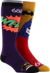 686 Batman 2-Pack Snowboard Socks - yellow/red pair + purple pair