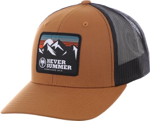 Never Summer Retro Mountain Mesh Trucker Hat - caramel/black mesh - view large