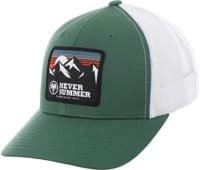 Never Summer Retro Mountain Mesh Trucker Hat - evergreen/white mesh