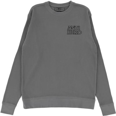 Anti-Hero Lil Black Hero Embroidered Waffle Knit L/S T-Shirt - charcoal/black - view large