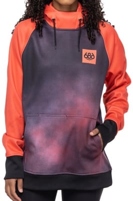 686 Women's Bonded Fleece Pullover Hoodie - hot coral colorblock - view large