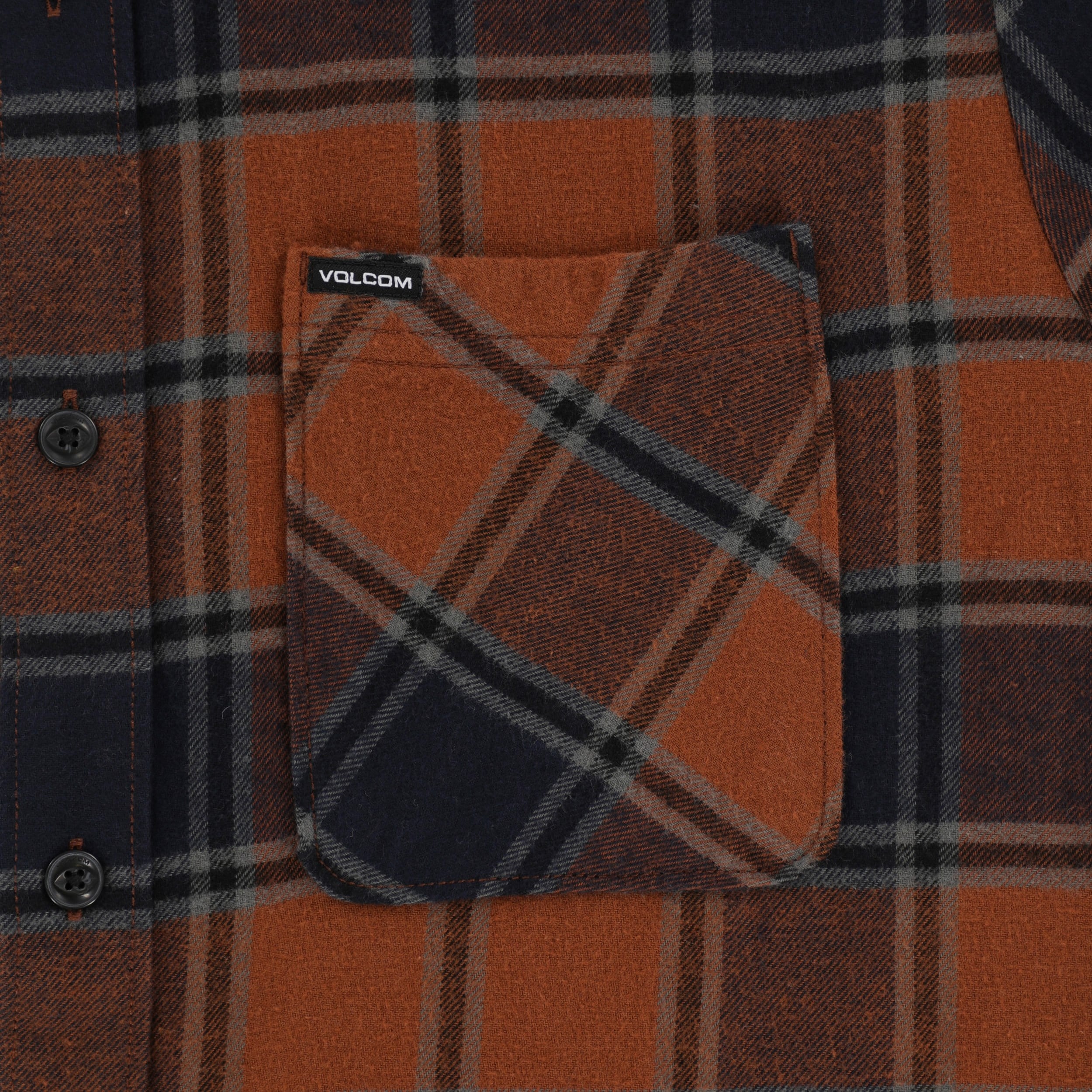 Volcom Caden Plaid Flannel Shirt - mocha | Tactics