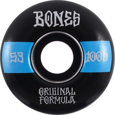 Bones 100's OG Formula V4 Wide Skateboard Wheels - black/blue #14 (100a) - view large