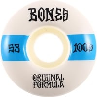 Bones 100's OG Formula V4 Wide Skateboard Wheels - white/blue #14 (100a)