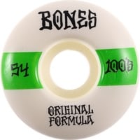 Bones 100's OG Formula V4 Wide Skateboard Wheels - white/green #14 (100a)