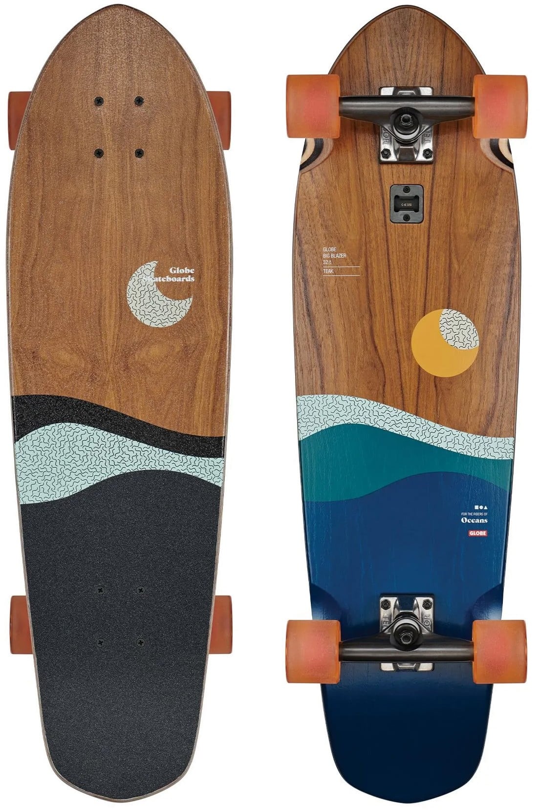 Globe Big Blazer 32" Complete Cruiser Skateboard teak/oceans Free