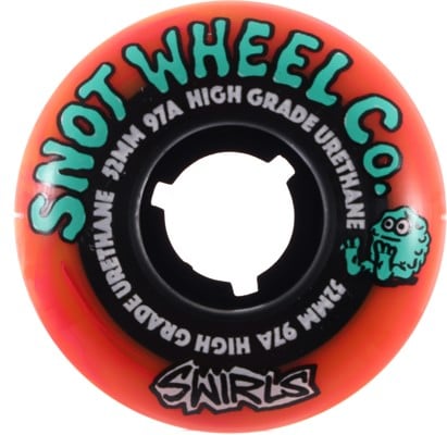 Snot Snot Swirls Skateboard Wheels - orange swirl/black core (97a) - view large