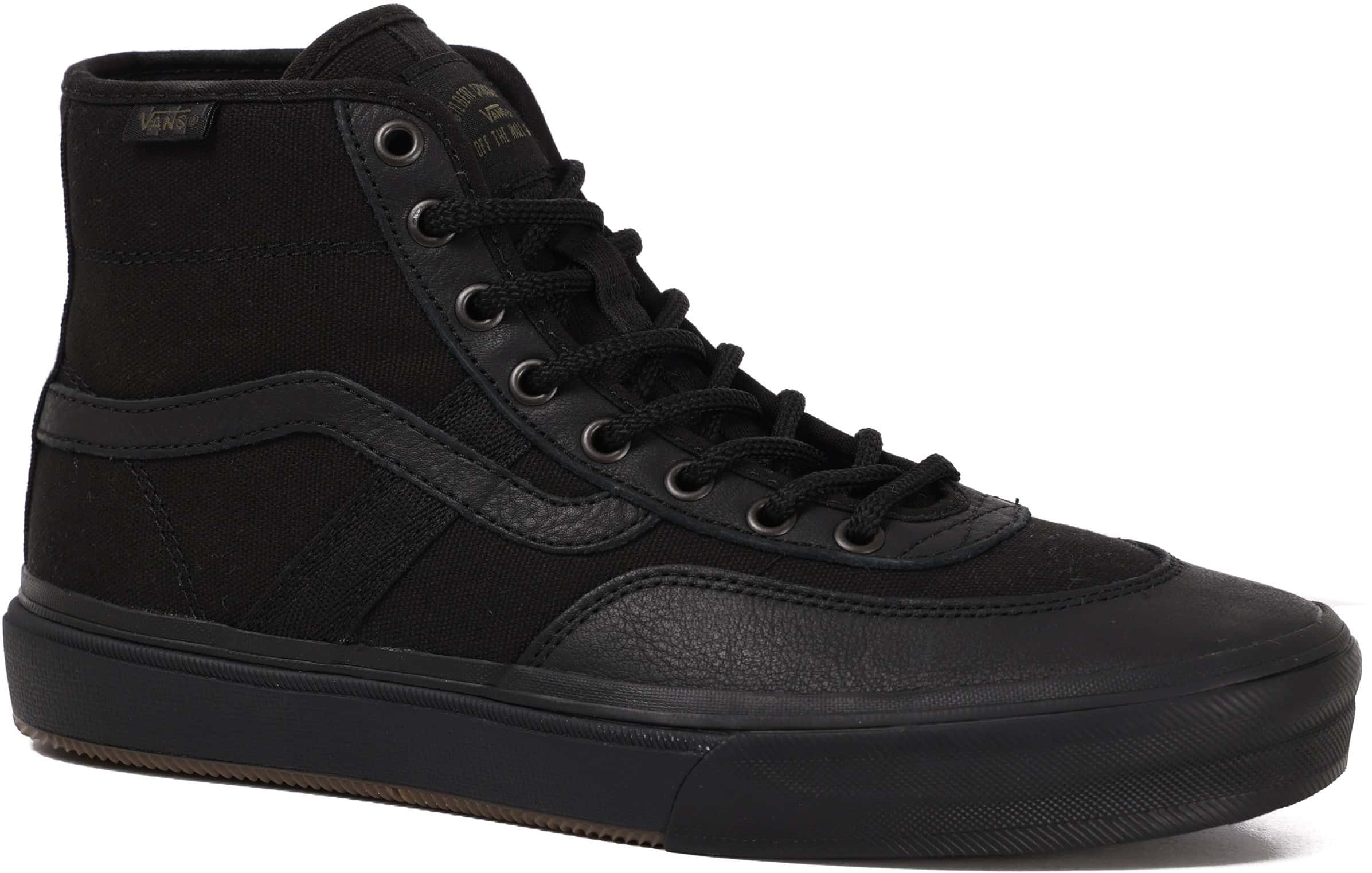 Vans Crockett Pro High Top Skate Shoes butter leather black/black