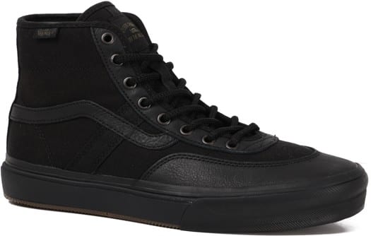 Vans Crockett Pro High Top Skate Shoes - butter leather black/black - view large