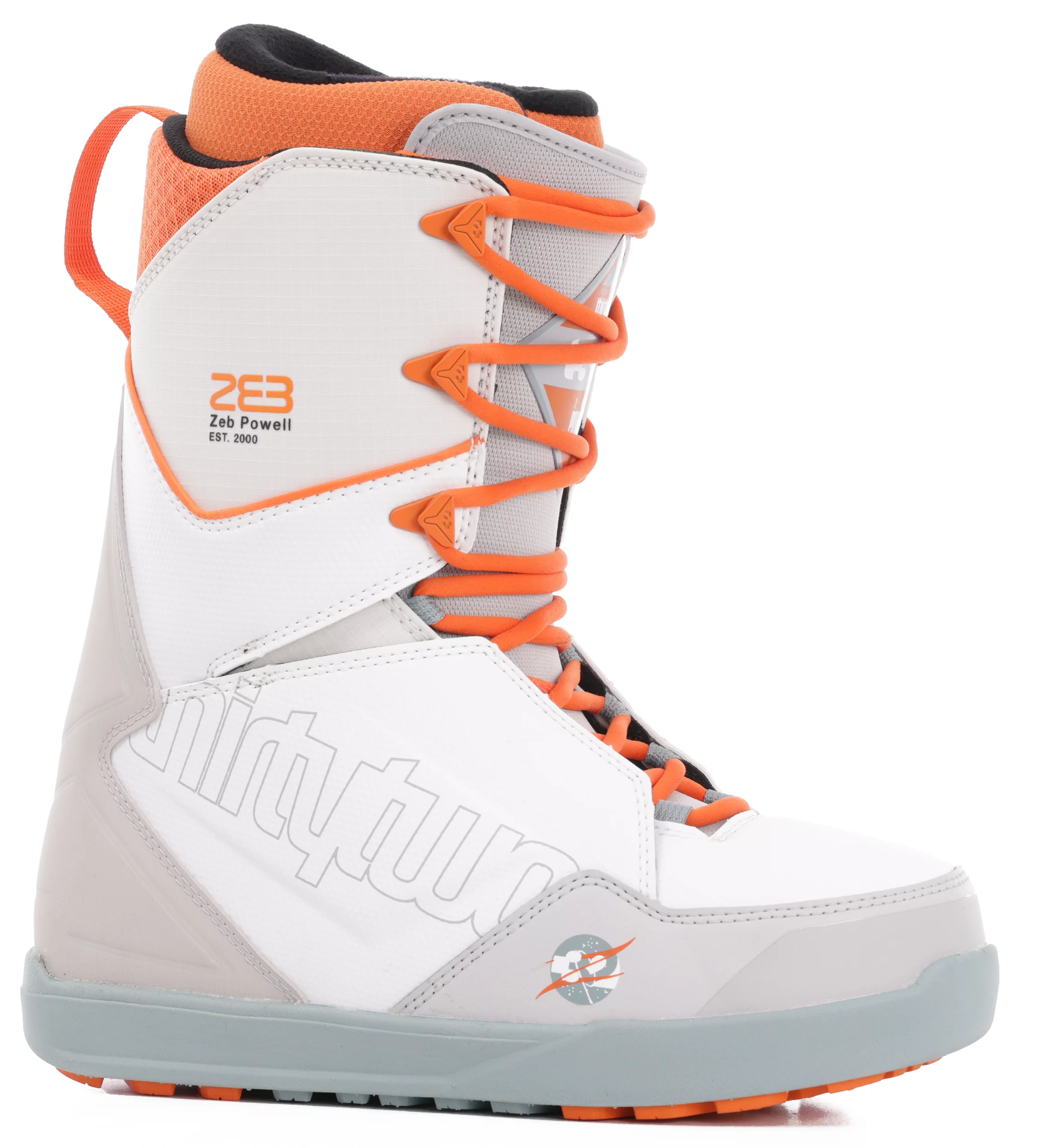 pie merge Saga Thirtytwo Lashed Snowboard Boots 2023 - (zeb powell) grey/white/orange -  Free Shipping | Tactics