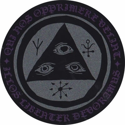 Welcome Latin Talisman Sticker - teal glitter/purple - view large