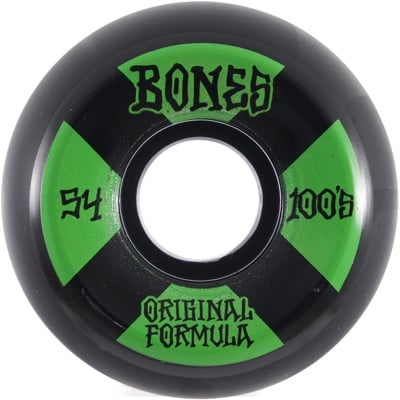 Bones 100's OG Formula V5 Sidecut Skateboard Wheels - black/green #4 (100a) - view large