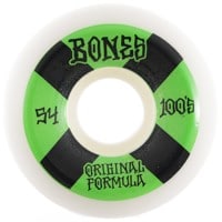 Bones 100's OG Formula V5 Sidecut Skateboard Wheels - white/green #4 (100a)