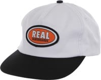 Real Oval Snapback Hat - white/black/red