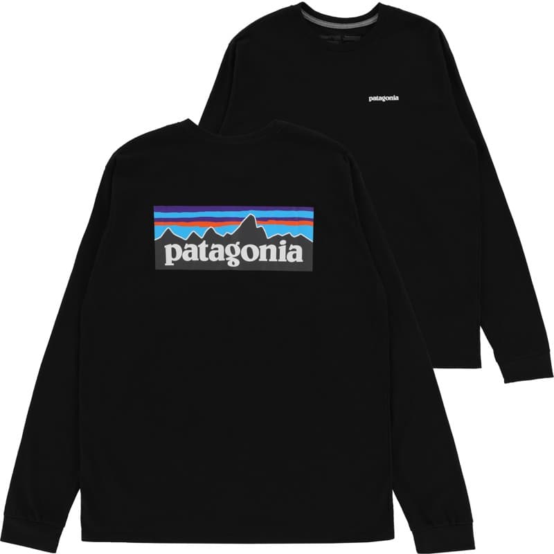 patagonia p-6 logo responsibili-tee l/s t-shirt - black s