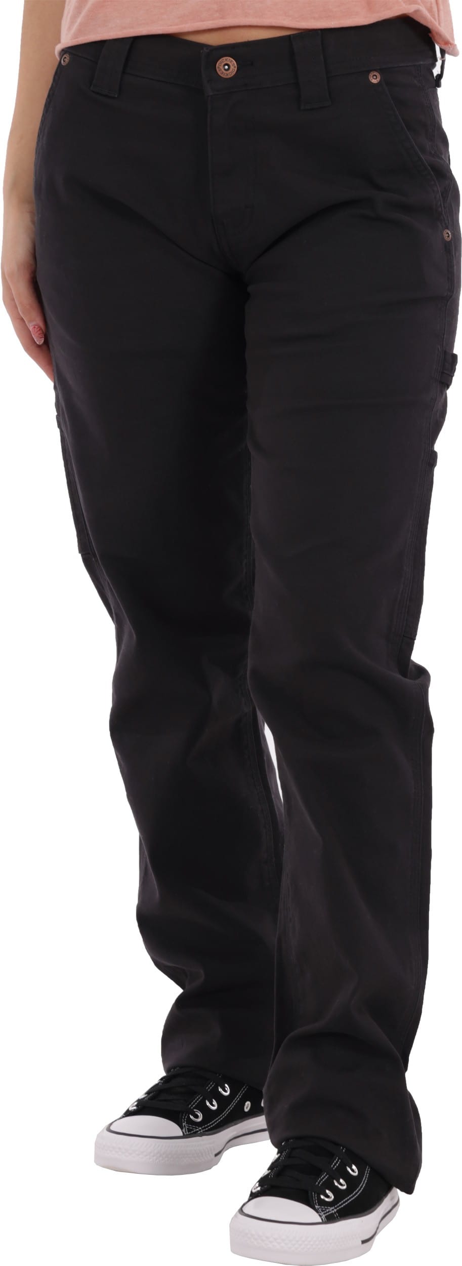 Dickies Women's Relaxed Straight Carpenter Duck Pants - rinsed black ...