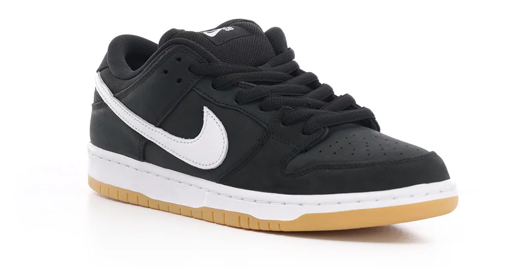 Nike SB Dunk Low Pro SB Skate Shoes black white black gum light brown Tactics