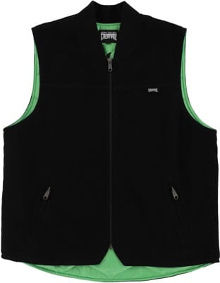 Creature Bonehead Flame Work Vest Jacket - black denim - view large