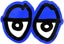 Krooked Eyes Diecut MD 6" Sticker - blue