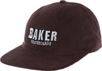 Baker Brand Logo Snapback Hat - brown cord