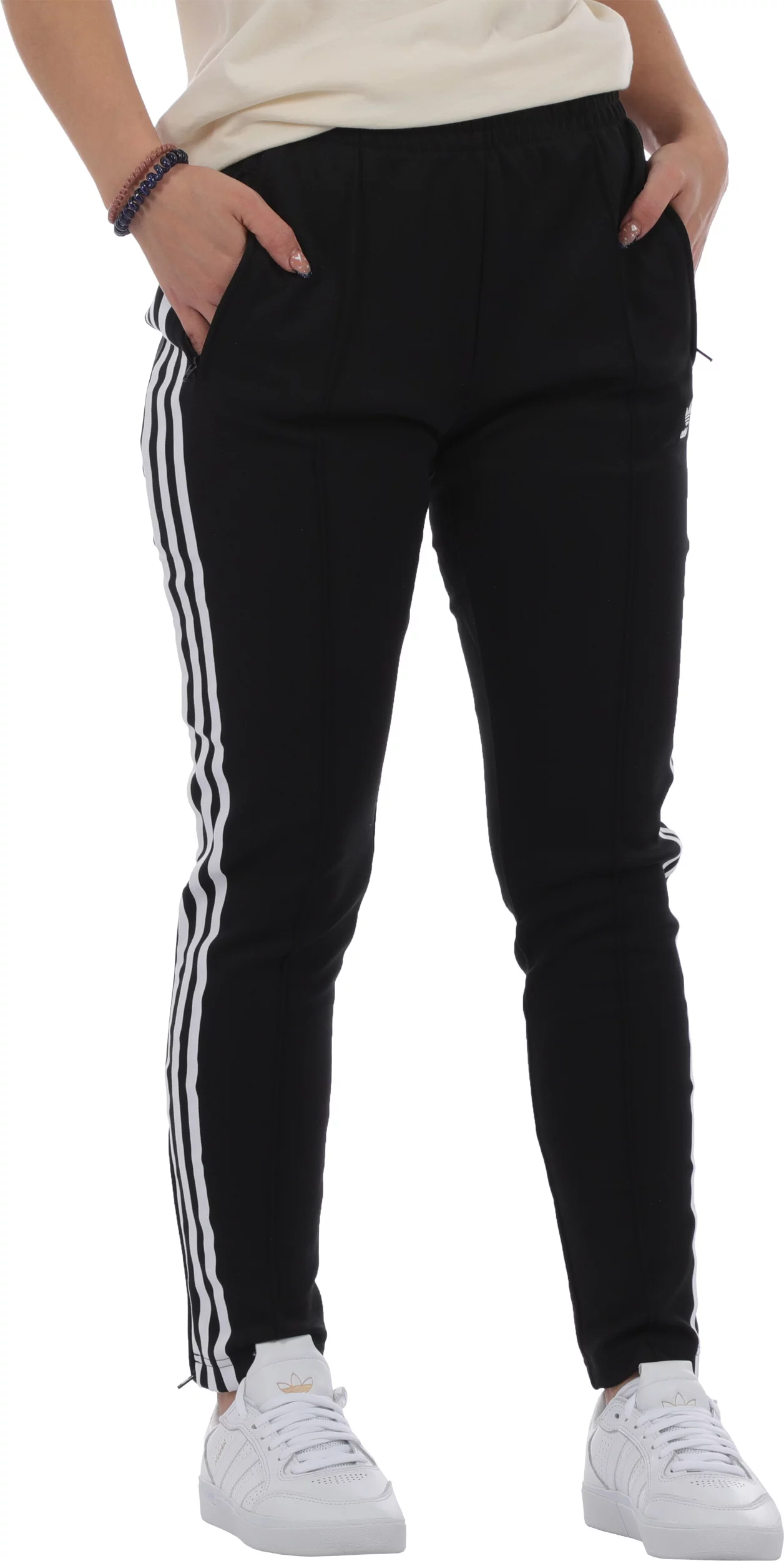 adidas Originals Women's Black Classic Slim Fit 3-Stripe SST Track Pants XS  s