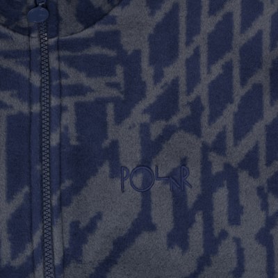 Louis Vuitton Blue Monogram Pattern Velvet Zip Front Jacket L