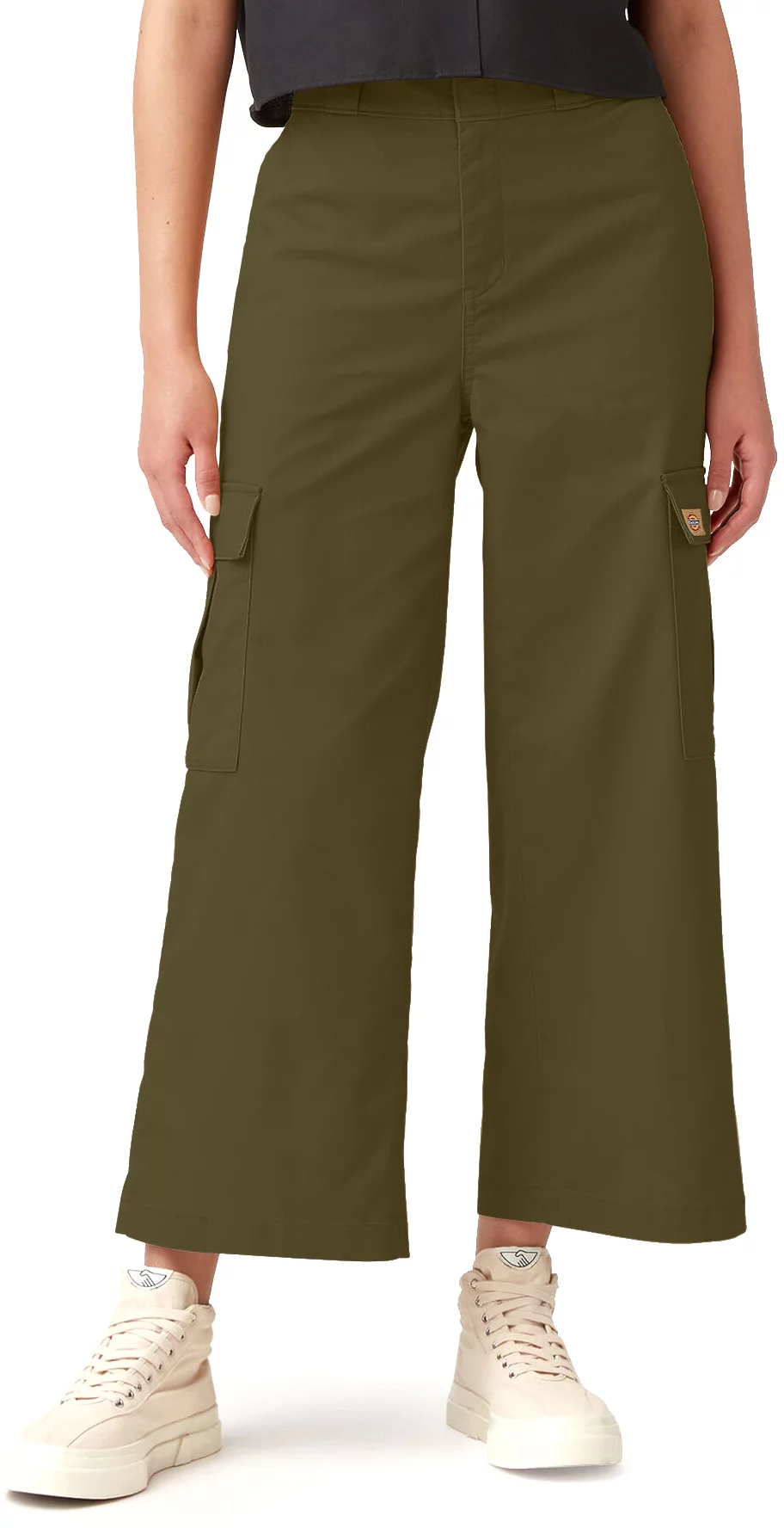 Dickies Women's Crop Cargo Pants - stonewashed military green