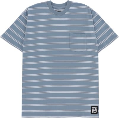 Tired Stamp Striped Pocket T-Shirt - bright blue - view large