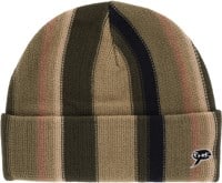 Frog Vertical Stripe Beanie - sage/brown