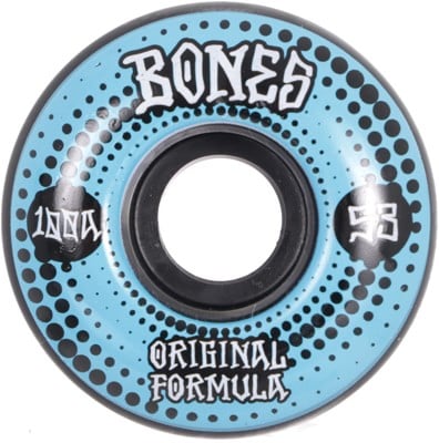Bones 100's OG Formula V4 Wide Skateboard Wheels - black/blue (100a) - view large