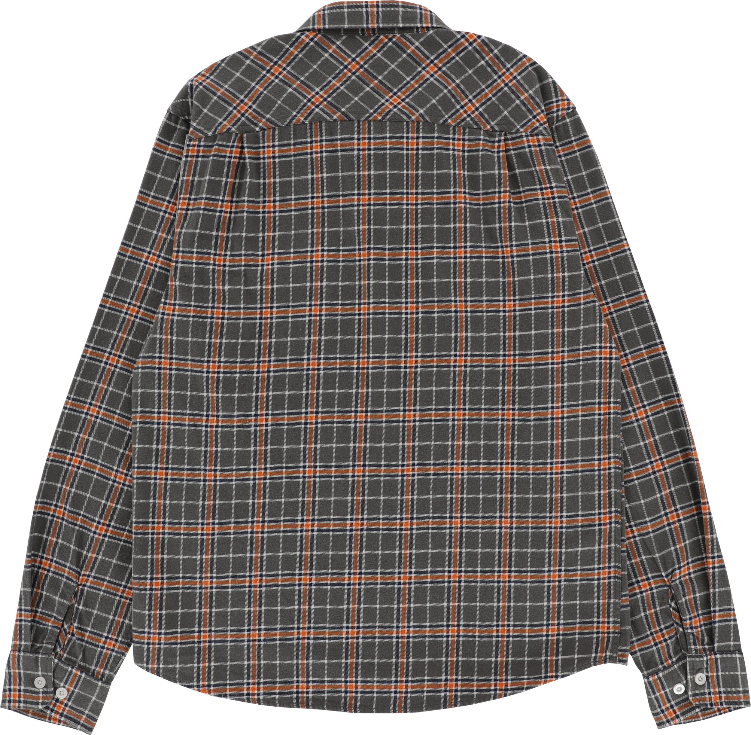 Brixton Bowery Summer Weight Flannel Shirt - charcoal/burnt orange/off ...