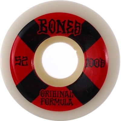 Bones 100's OG Formula V5 Sidecut Skateboard Wheels - white/red #4 (100a) - view large