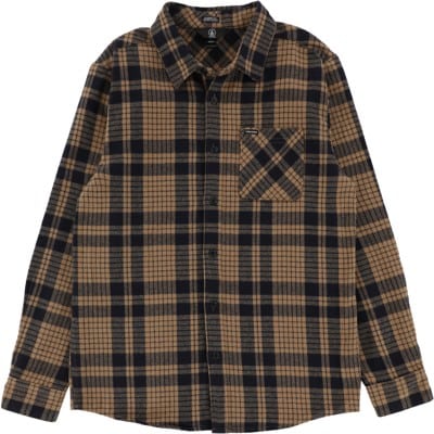 Volcom Strangelight Plaid Flannel Shirt - dark khaki - view large