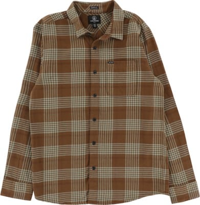 Volcom Caden Plaid Flannel Shirt - mud - view large