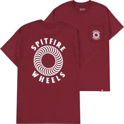 Spitfire Hollow Classic Pocket T-Shirt - maroon/white - view large