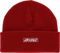 Krooked Moonsmile Script Beanie - dark red/white