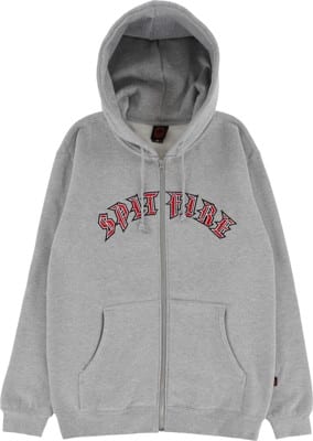 Spitfire Old E Embroidered Zip Hoodie - grey heather/red-white - view large