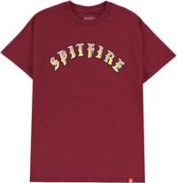 Spitfire Old E Fade Fill T-Shirt - maroon/red-gold