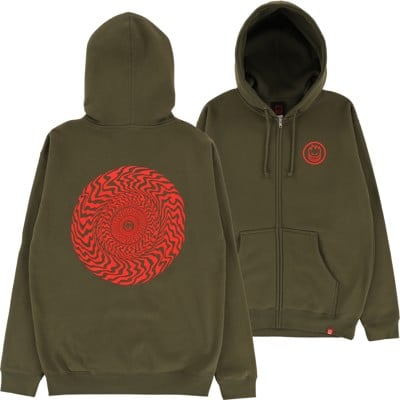 Spitfire Swirled Classic Zip Hoodie - army/red - view large