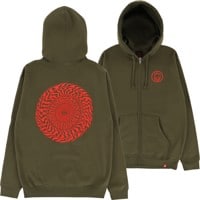 Spitfire Swirled Classic Zip Hoodie - army/red