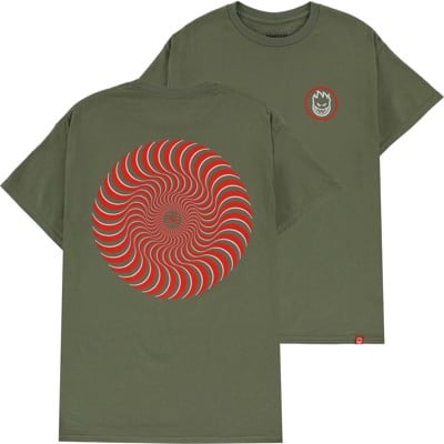 Spitfire Classic Swirl Overlay T-Shirt - military green/red-white - view large