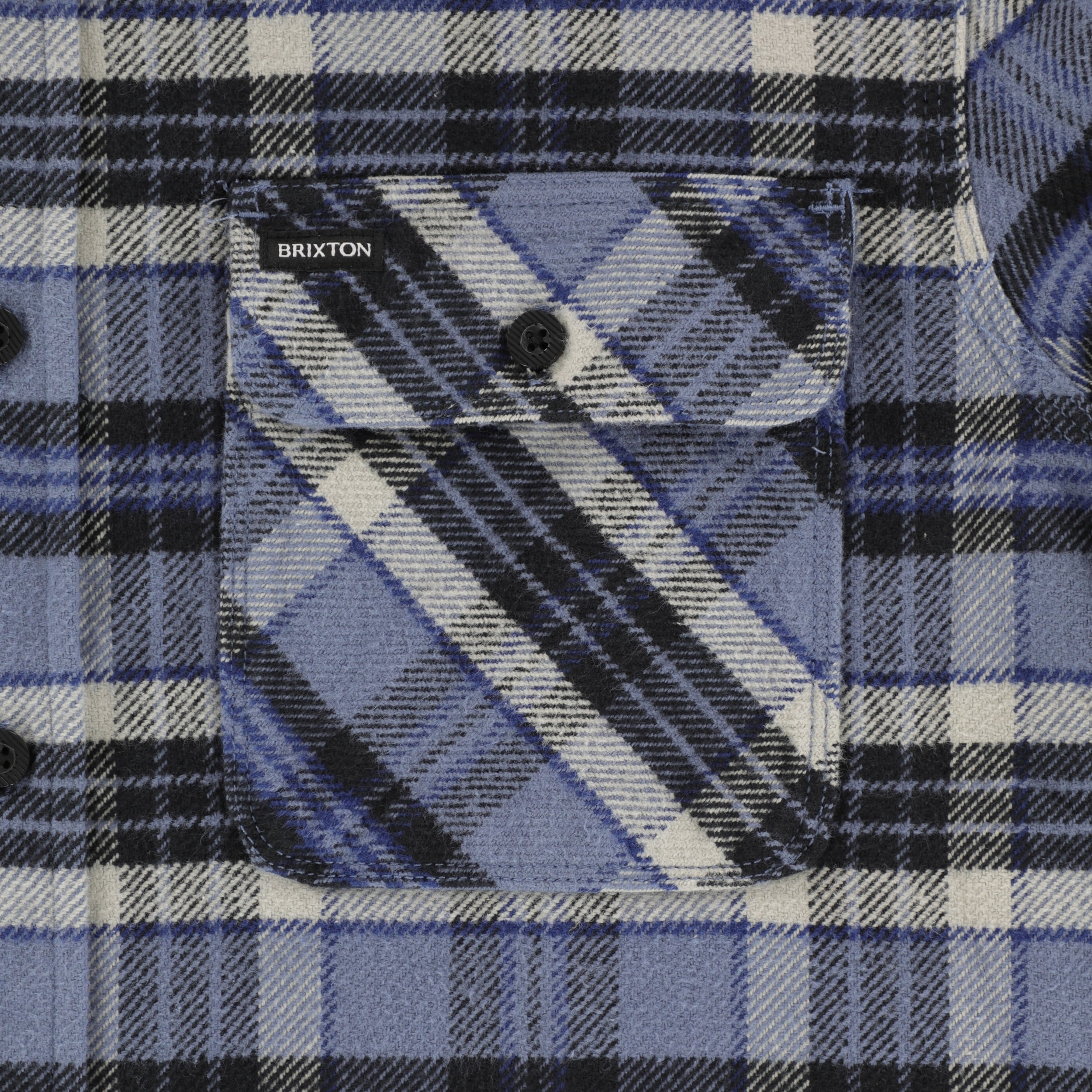 Brixton Bowery Heavyweight Flannel Shirt - flint blue/black/mineral ...