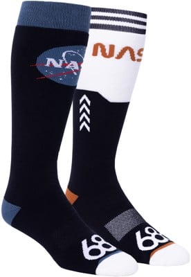 686 NASA 2-Pack Snowboard Socks - black/blue pair + black/white pair - view large
