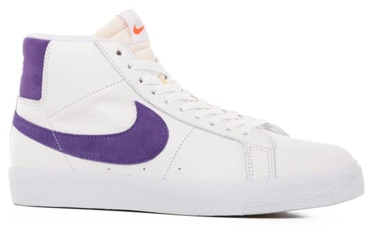 Nike SB Zoom Blazer Mid Skate Shoes - (orange label) white/court purple-white-gum light brown - view large