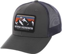 Never Summer Retro Sunset Trucker Hat - charcoal/navy mesh